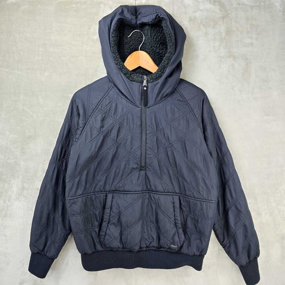 prAna Elsa Jacket Women Medium Quilted Puffer Sherpa Lined 1/2 Zip Pullover